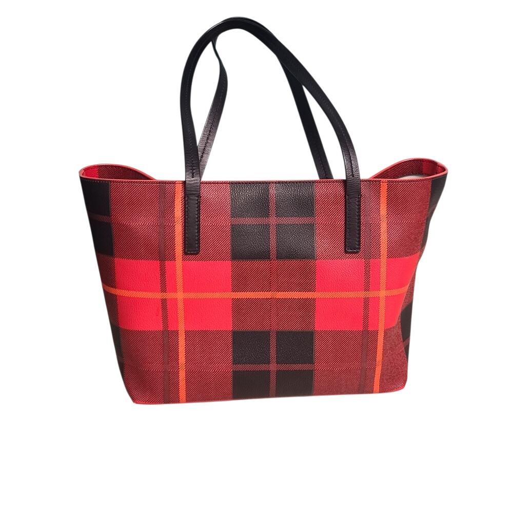 Kate Spade Ryan Plaid Medium Tote Red Black Buffalo Check - Picture 3 of 8